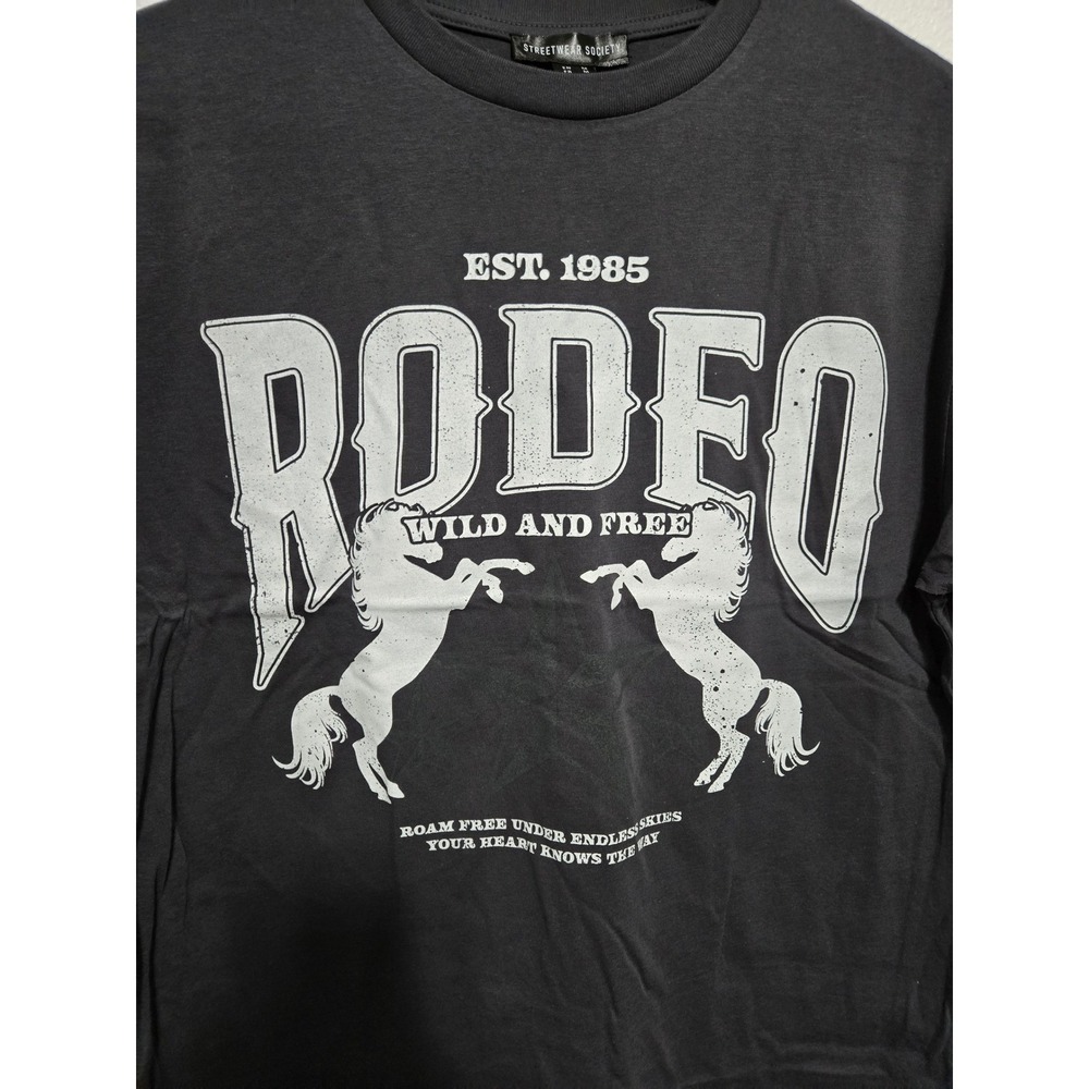 Streetwear Society Rodeo Wild and Free Graphic Tee T Shirt Black‎ - Size Small - Picture 3 of 7